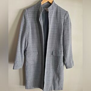 Vintage Dressbarn Longline Blazer Coat Blue Tweed Minimalist Sz 8
